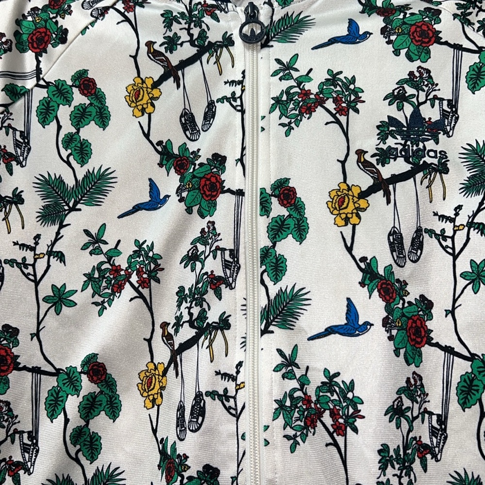 Adidas White Floral Track Jacket - Picture 2 of 10